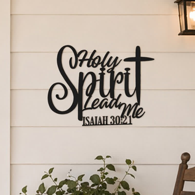 Christianartworkshop Isaiah 30:21 Holy Spirit Lead Me Cross Script Metal Wall Decor: Symbol of Gentle Divine Guidance - image 3