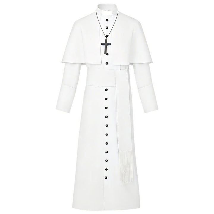 Christianartworkshop Multicolor Ceremonial Roman Soutane Cassock: Medieval Priest Aesthetics - White - 3XL - image 10