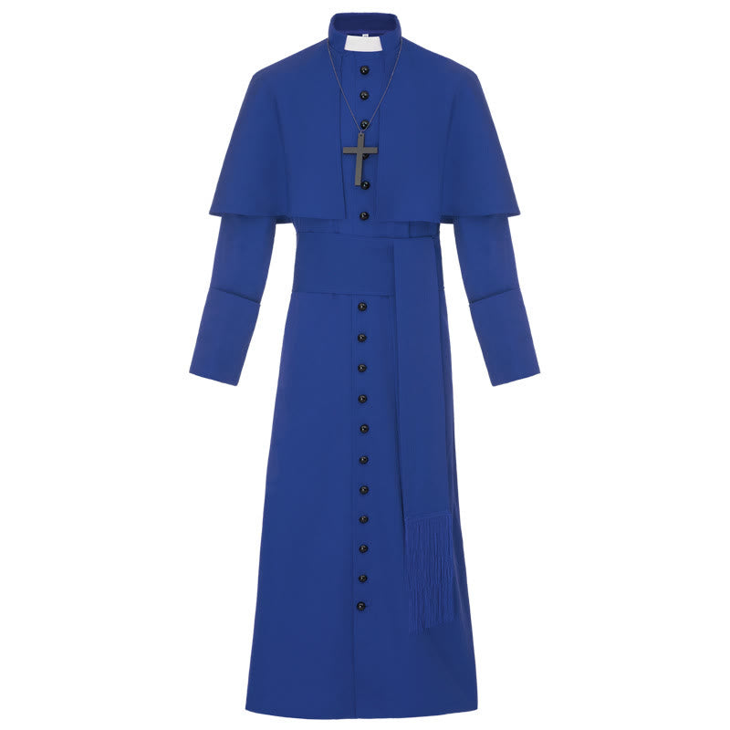 Christianartworkshop Multicolor Ceremonial Roman Soutane Cassock: Medieval Priest Aesthetics - Blue - 3XL - image 18