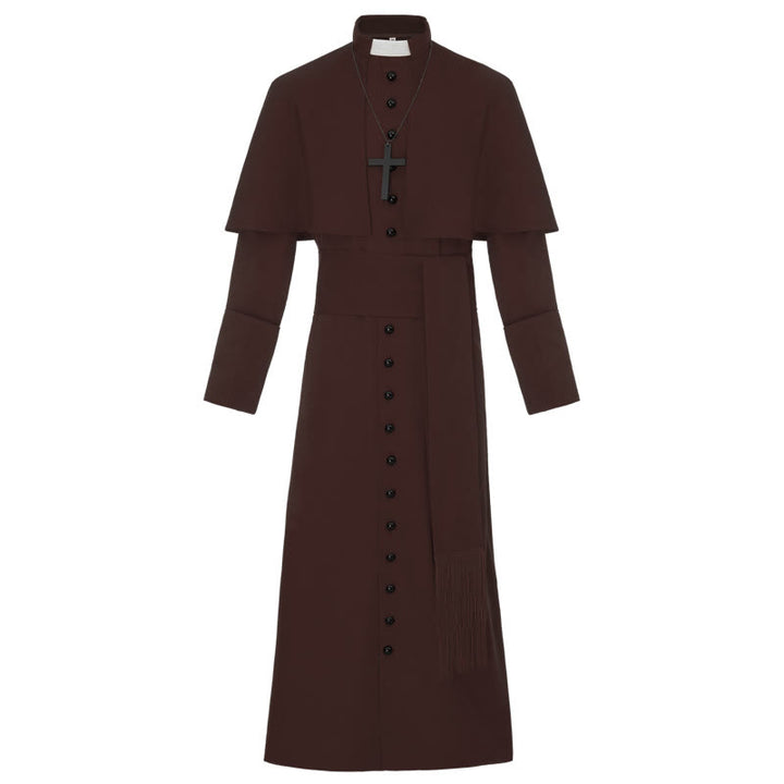 Christianartworkshop Multicolor Ceremonial Roman Soutane Cassock: Medieval Priest Aesthetics - Coffee - 3XL - image 17