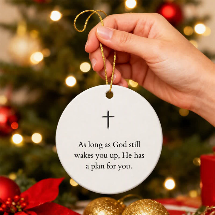Christianartworkshop Simple Cross Text Hanging Ornament: Symbol of Unfailing Divine Purpose - Acrylic - image 0