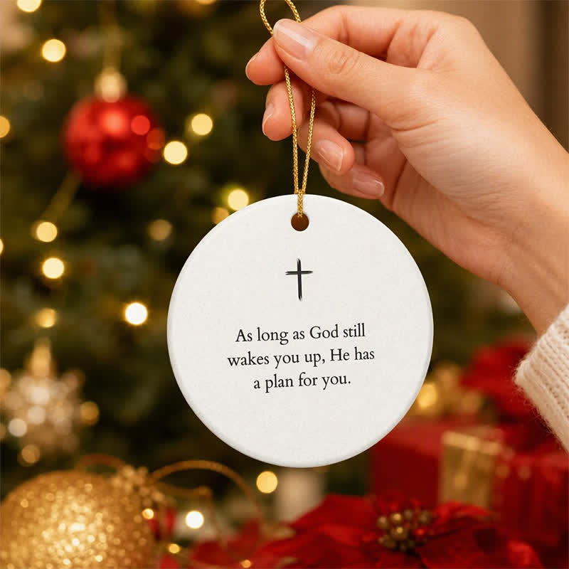 Christianartworkshop Simple Cross Text Hanging Ornament: Symbol of Unfailing Divine Purpose - image 1
