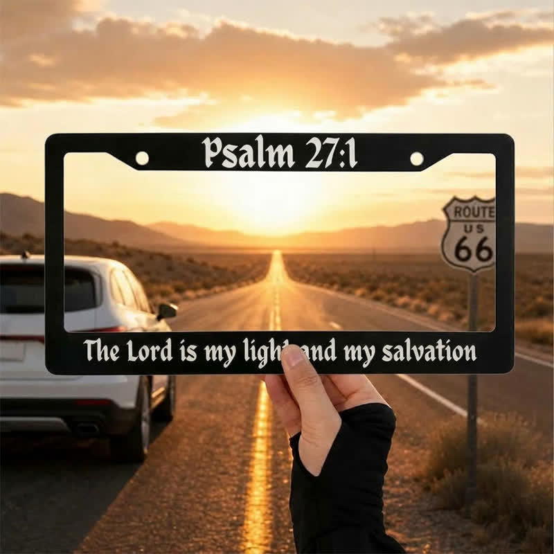 Christianartworkshop Psalm 18:32 Scripture Metal Car Frame: Emblem of Abiding Heavenly Strength - 12.24"*6.26"*0.31"/31.1cm*15.9cm*0.8cm (Standard 6"x12" US plate size) - Psalm 27:1 - image 8