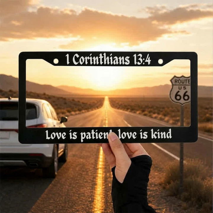 Christianartworkshop Psalm 18:32 Scripture Metal Car Frame: Emblem of Abiding Heavenly Strength - 12.24"*6.26"*0.31"/31.1cm*15.9cm*0.8cm (Standard 6"x12" US plate size) - 1 Corinthians 13:4 - image 20