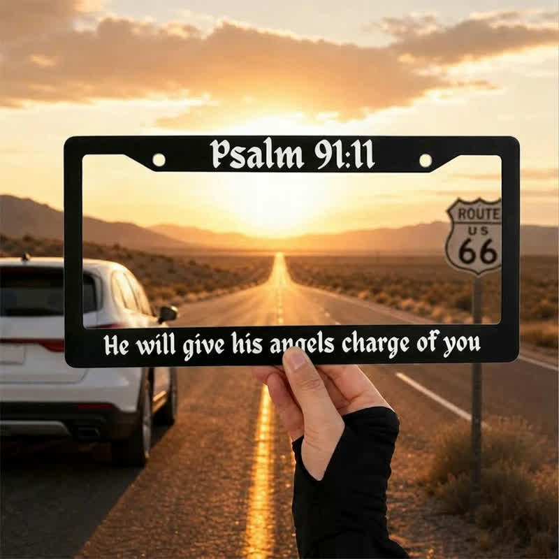 Christianartworkshop Psalm 18:32 Scripture Metal Car Frame: Emblem of Abiding Heavenly Strength - 12.24"*6.26"*0.31"/31.1cm*15.9cm*0.8cm (Standard 6"x12" US plate size) - Psalm 91:11 - image 25