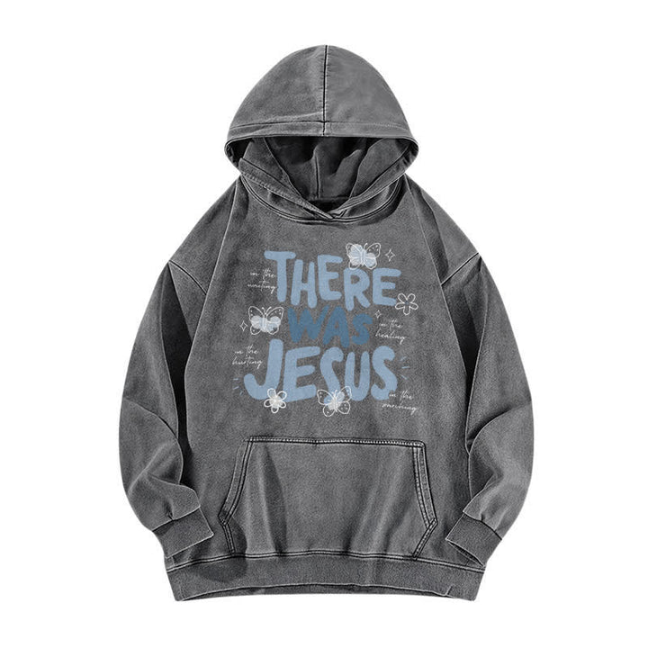 Christianartworkshop There Was Jesus Butterfly Bloom Washed Hoodie - Grey - 5XL - image 3