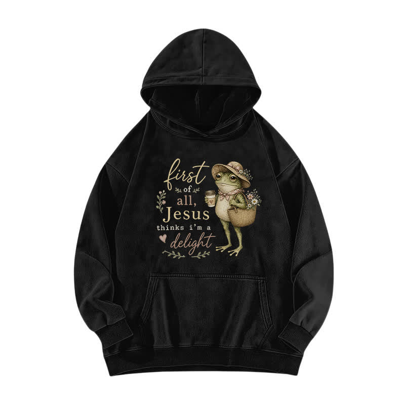 Christianartworkshop Vintage Frog Cafe Artwork Fleece Washed Hoodie - Black - 5XL - image 0