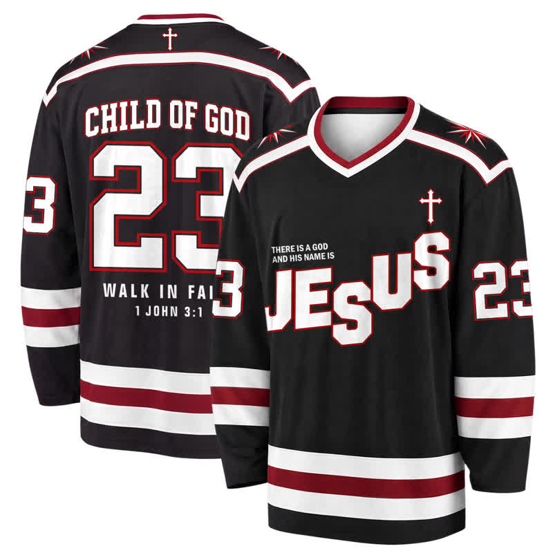 Christianartworkshop Jesus Child Of God 23 Black Hockey Jersey - 5XL - image 0