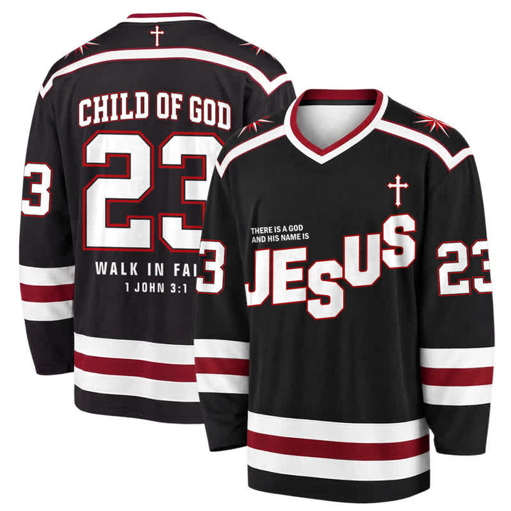 Christianartworkshop Jesus Child Of God 23 Black Hockey Jersey - 5XL - image 0