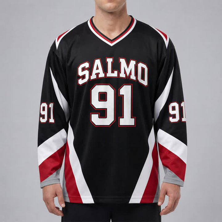 Christianartworkshop Salmo 91 Black V Neck Street Hockey Jersey - image 3