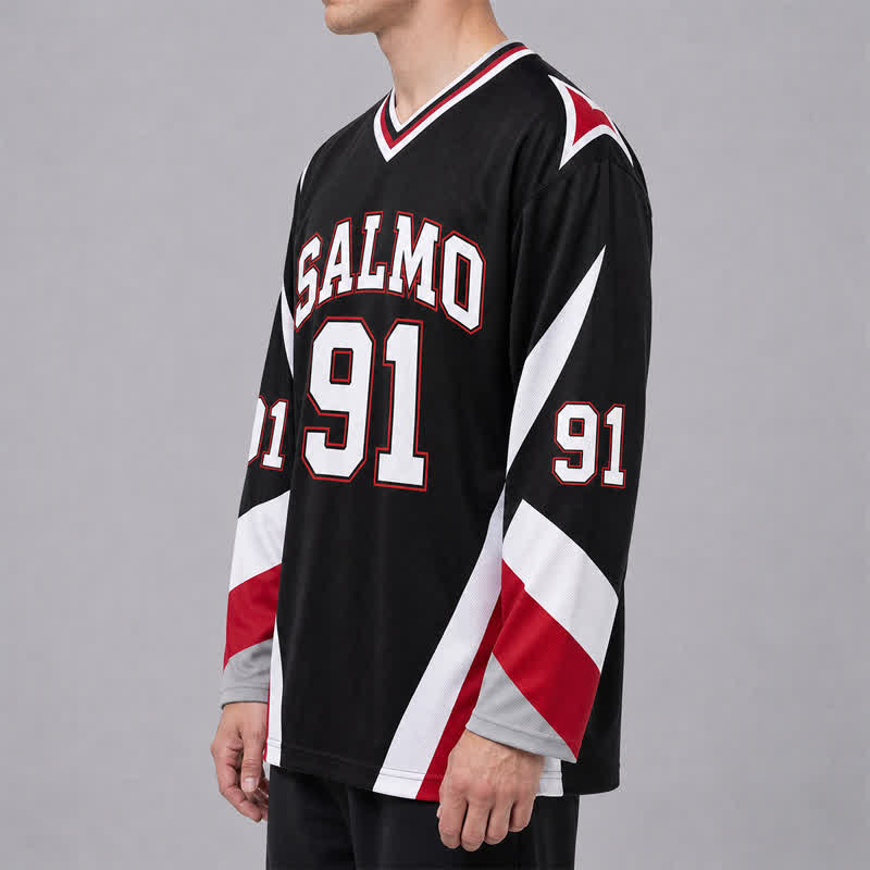 Christianartworkshop Salmo 91 Black V Neck Street Hockey Jersey - image 5
