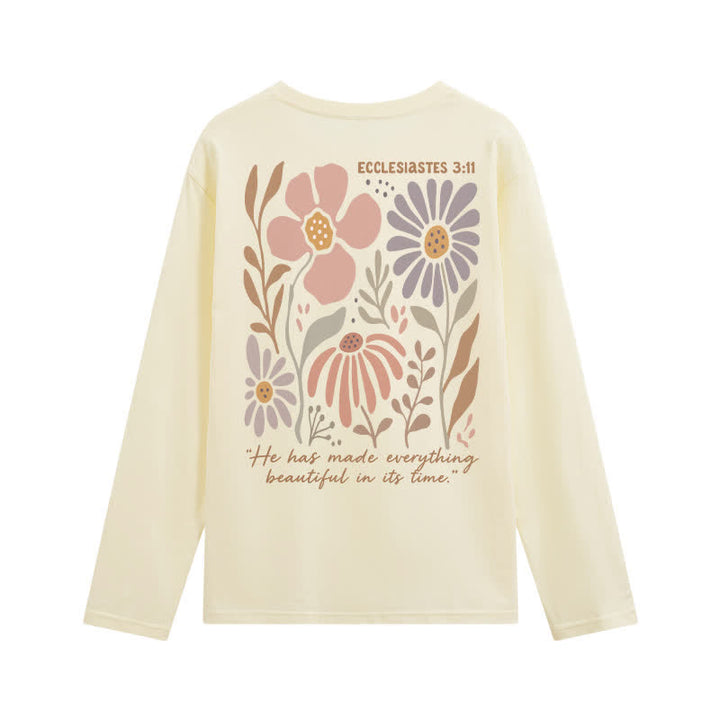 Christianartworkshop Dual-Sided Ecclesiastes 3:11 Floral Long Sleeve T-Shirt - image 1