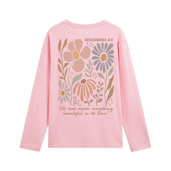 Christianartworkshop Dual-Sided Ecclesiastes 3:11 Floral Long Sleeve T-Shirt - image 19
