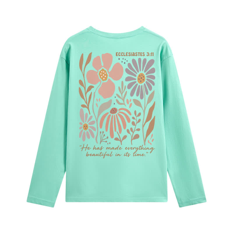 Christianartworkshop Dual-Sided Ecclesiastes 3:11 Floral Long Sleeve T-Shirt - image 10
