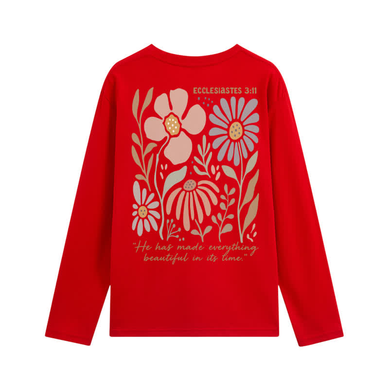Christianartworkshop Dual-Sided Ecclesiastes 3:11 Floral Long Sleeve T-Shirt - image 16