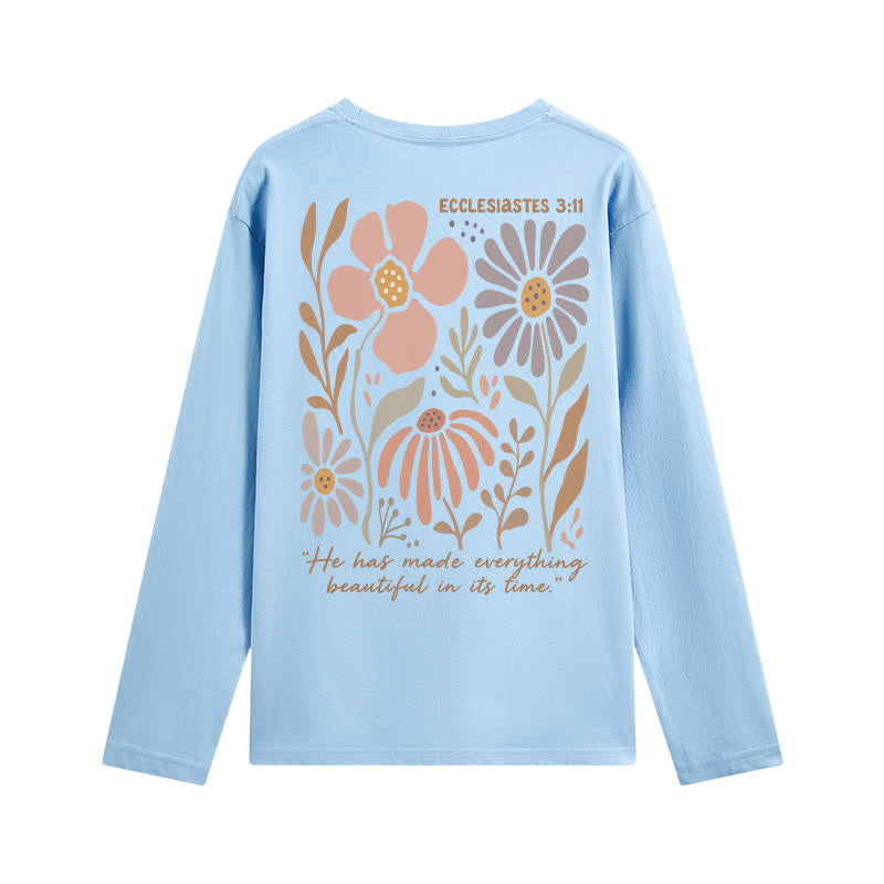 Christianartworkshop Dual-Sided Ecclesiastes 3:11 Floral Long Sleeve T-Shirt - image 31