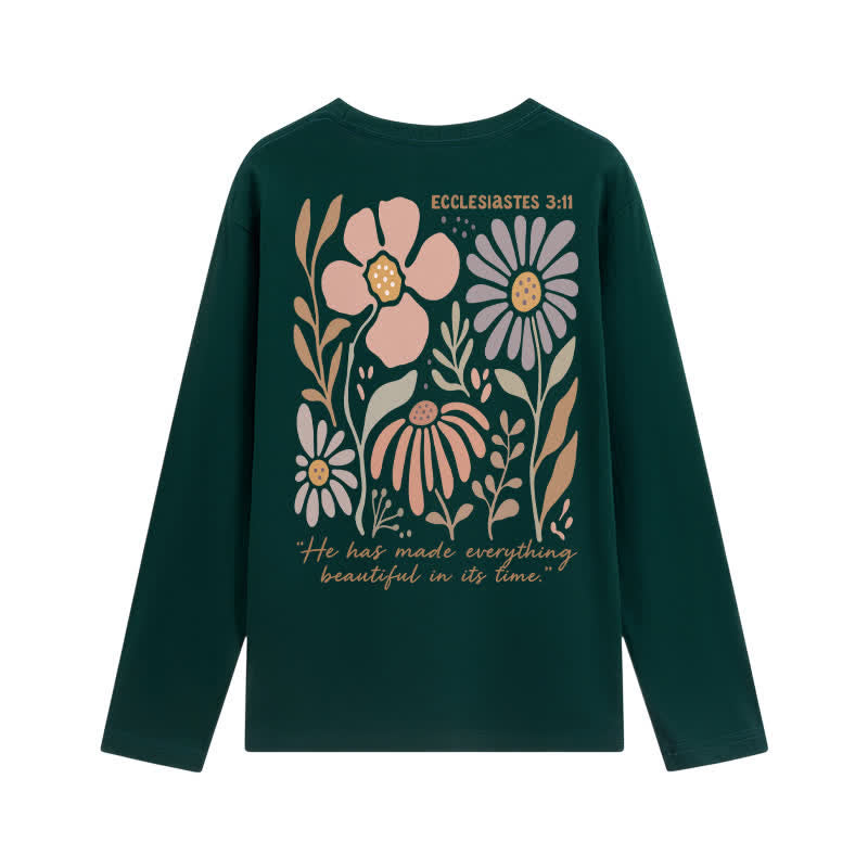 Christianartworkshop Dual-Sided Ecclesiastes 3:11 Floral Long Sleeve T-Shirt - image 25