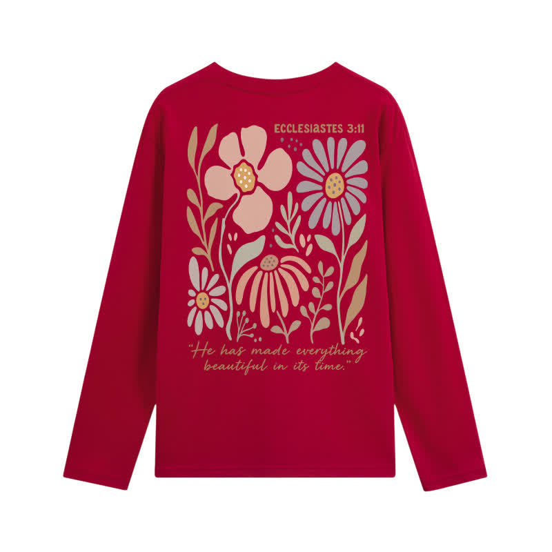 Christianartworkshop Dual-Sided Ecclesiastes 3:11 Floral Long Sleeve T-Shirt - image 29