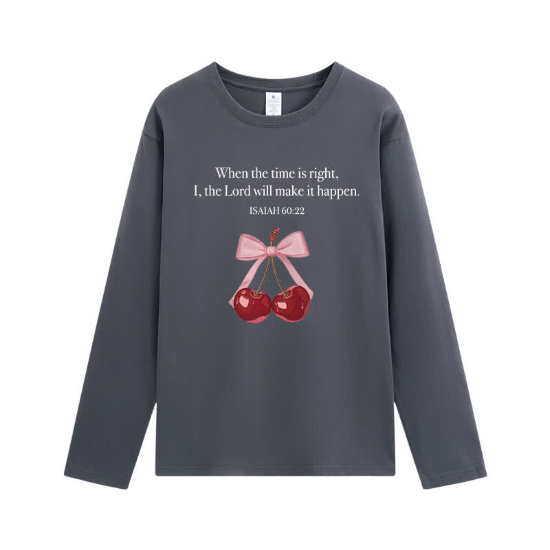 Christianartworkshop Isaiah 60:22 Cherry Bow Graphic Long-Sleeve T-Shirt - Grey - 4XL - image 9