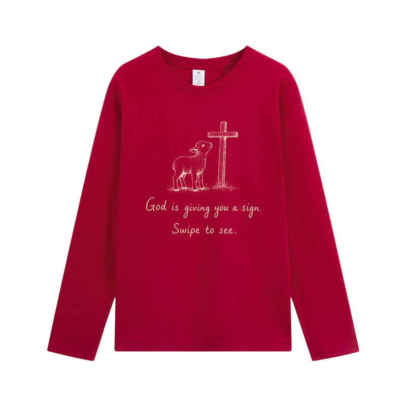 Christianartworkshop God Is Giving You A Sign Long Sleeve T-Shirt - Wine - 4XL - image 5