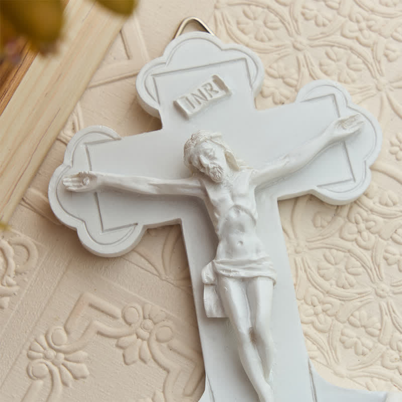 Christianartworkshop Sculpted Crucifix Resin Holy Water Font: Beacon of Serene Heavenly Guidance - image 3