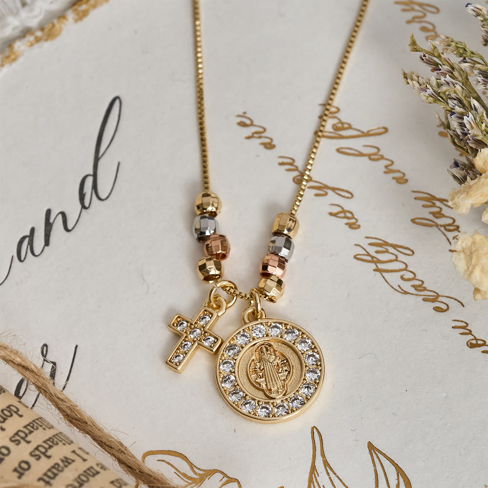 Christianartworkshop Mixed‑Bead St. Benedict Cross Pendant Necklace: Sign of Everlasting Sacred Safeguard - image 3