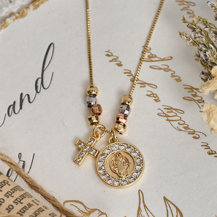 Christianartworkshop Mixed‑Bead St. Benedict Cross Pendant Necklace: Sign of Everlasting Sacred Safeguard - image 3
