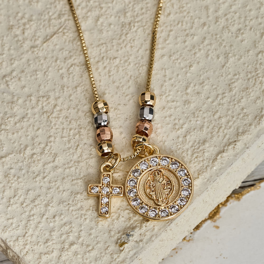 Christianartworkshop Mixed‑Bead St. Benedict Cross Pendant Necklace: Sign of Everlasting Sacred Safeguard - image 4