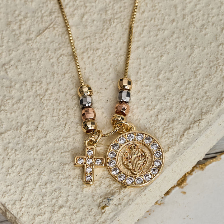 Christianartworkshop Mixed‑Bead St. Benedict Cross Pendant Necklace: Sign of Everlasting Sacred Safeguard - image 4