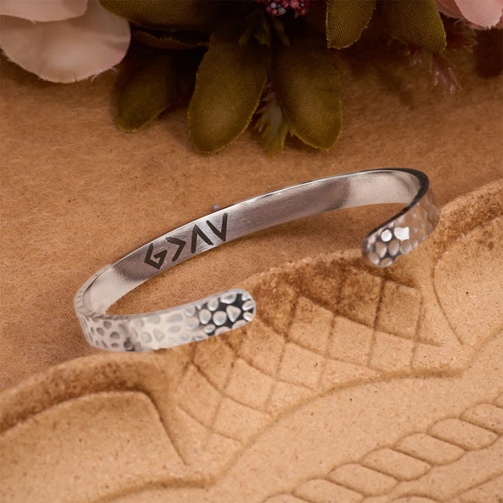 Christianartworkshop Elegant Hammered Finish God Verse Cuff Bracelet: Reminder of Tender Heavenly Care - image 1
