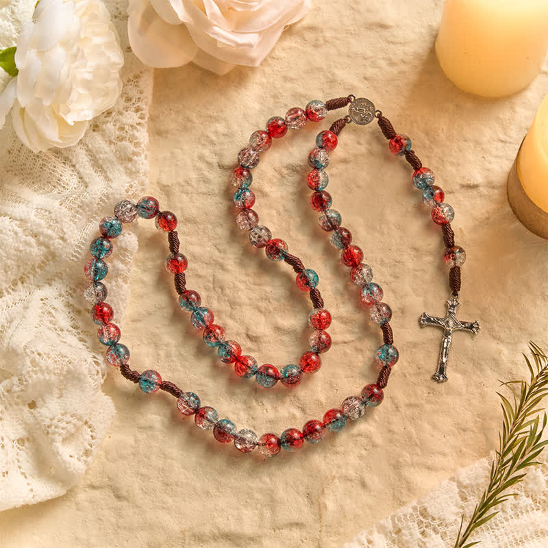 Christianartworkshop Christmas Themed Translucent Crackle Bead Rosary - image 2