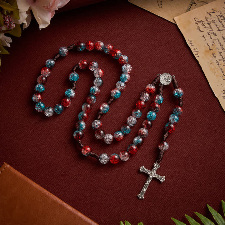 Christianartworkshop Christmas Themed Translucent Crackle Bead Rosary - image 4