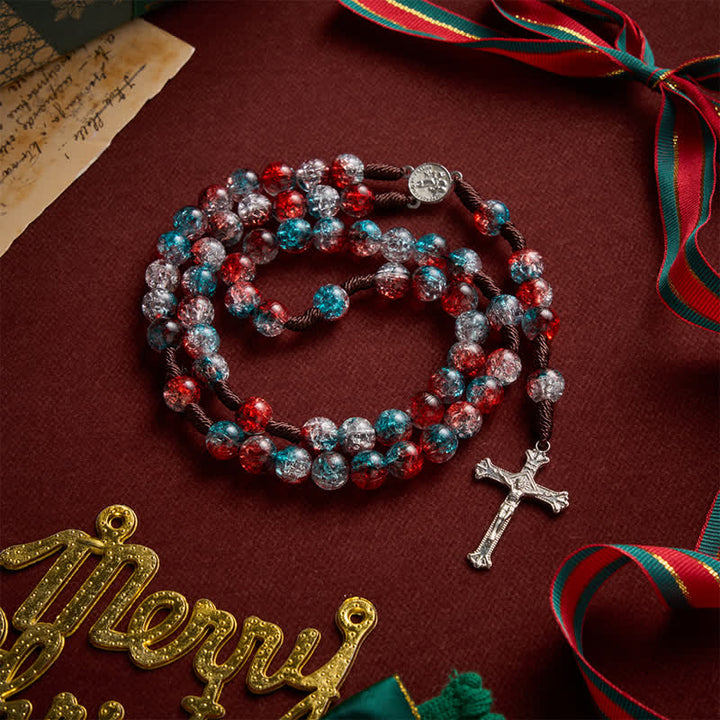 Christianartworkshop Christmas Themed Translucent Crackle Bead Rosary - image 0