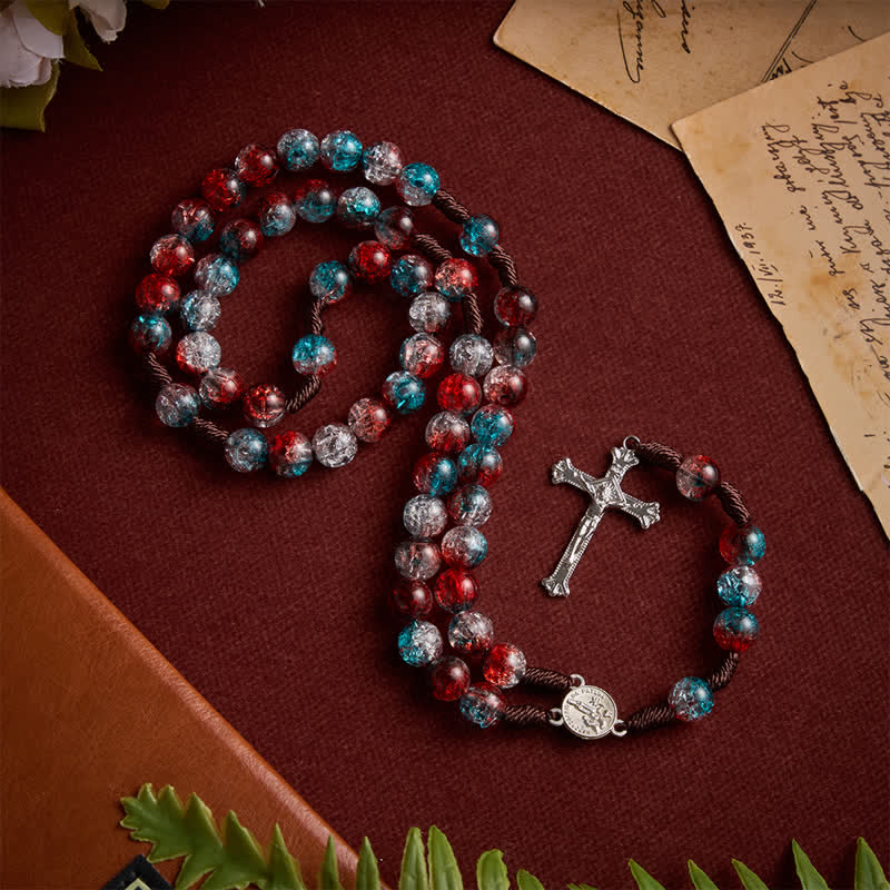 Christianartworkshop Christmas Themed Translucent Crackle Bead Rosary - image 5