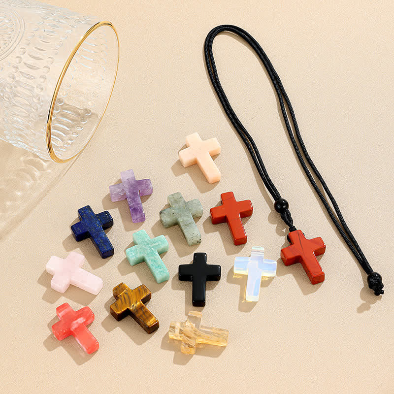 Christianartworkshop Versatile Natural Stone Cross Knot Necklace: Charm of Everlasting Divine Favor - image 3