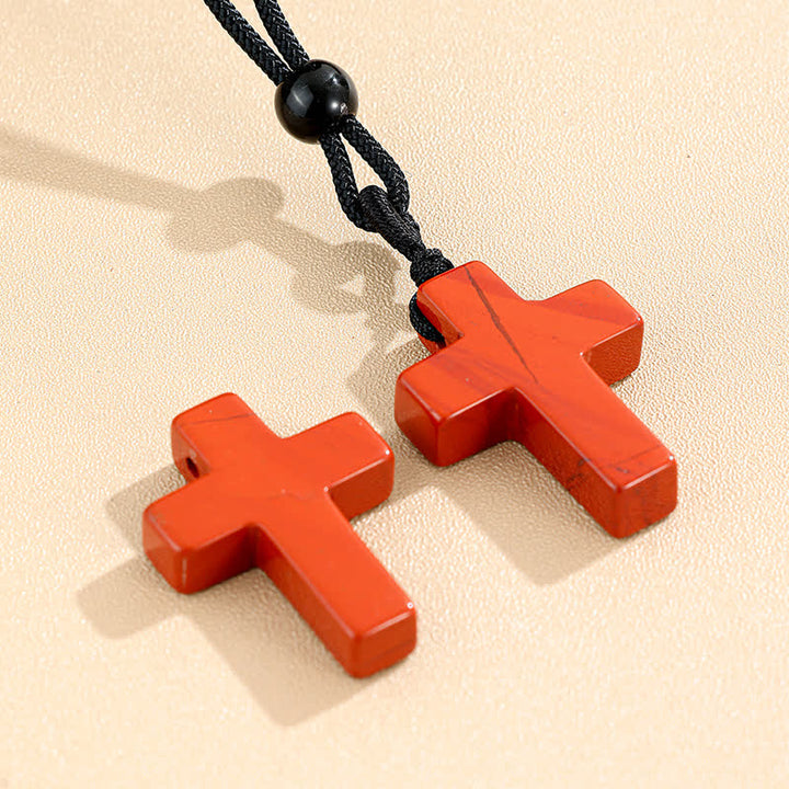Christianartworkshop Versatile Natural Stone Cross Knot Necklace: Charm of Everlasting Divine Favor - Red Jasper - image 7