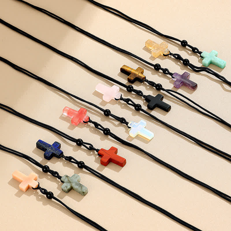 Christianartworkshop Versatile Natural Stone Cross Knot Necklace: Charm of Everlasting Divine Favor - image 1