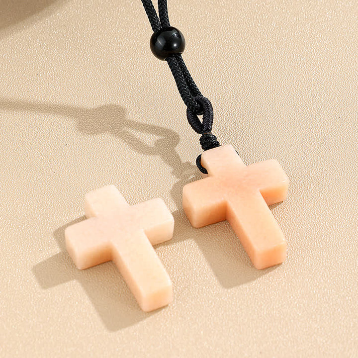 Christianartworkshop Versatile Natural Stone Cross Knot Necklace: Charm of Everlasting Divine Favor - Rose Quartz - image 13