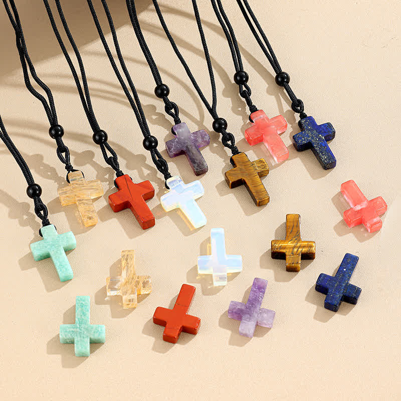 Christianartworkshop Versatile Natural Stone Cross Knot Necklace: Charm of Everlasting Divine Favor - image 2