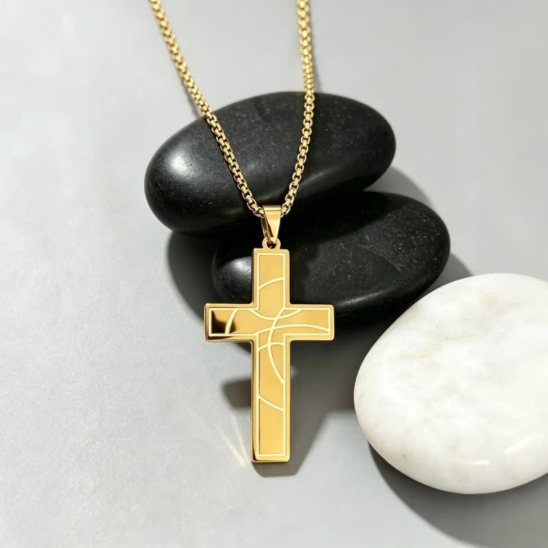 Christianartworkshop Modern Engraved Stainless Steel Cross Necklace: Bearer of Quiet Heavenly Comfort - Golden - image 3