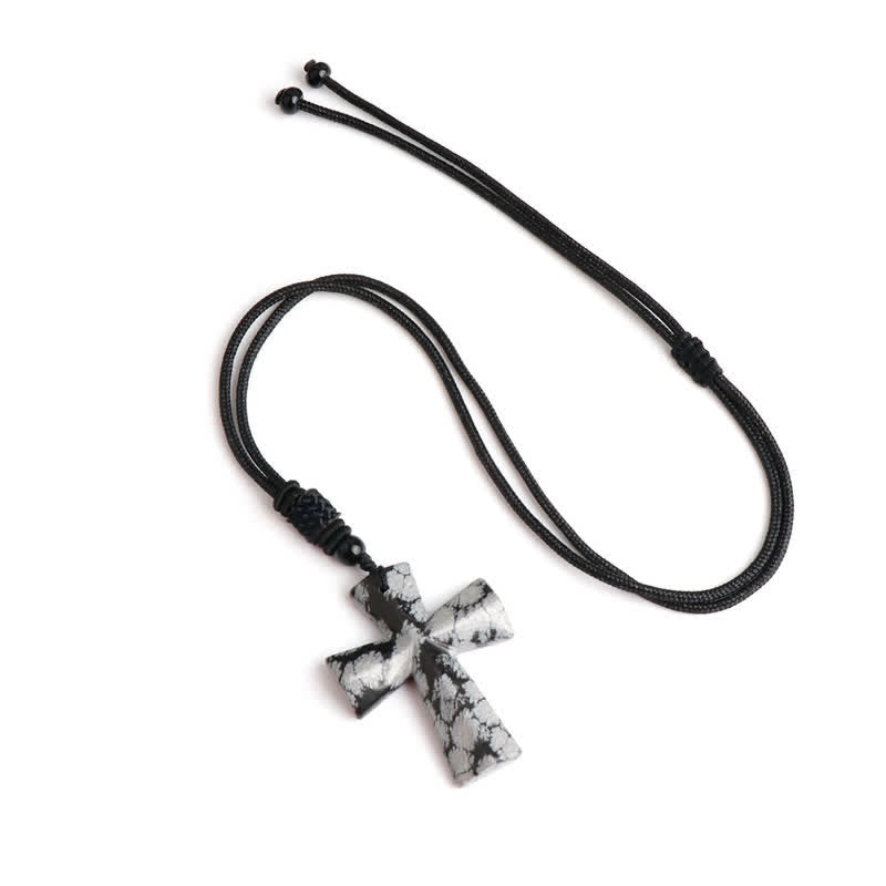 Christianartworkshop Polished Crystal Cross Knot Cord Necklace: Bearer of Gentle Heavenly Comfort - Snowflake Stone - image 19