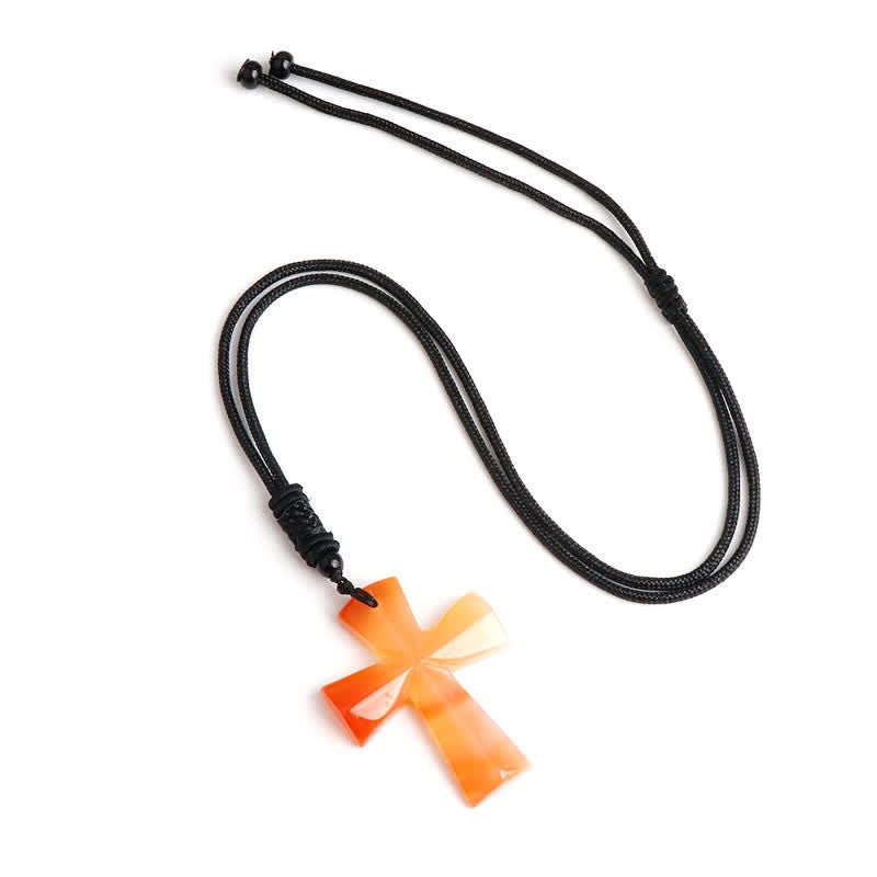 Christianartworkshop Polished Crystal Cross Knot Cord Necklace: Bearer of Gentle Heavenly Comfort - Red Agate - image 6