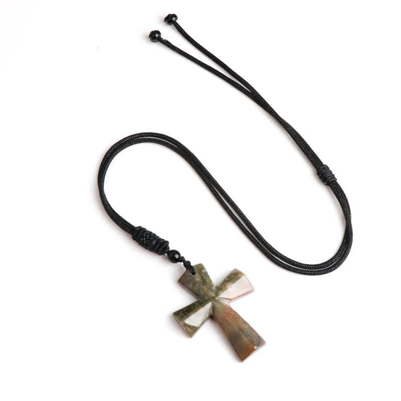 Christianartworkshop Polished Crystal Cross Knot Cord Necklace: Bearer of Gentle Heavenly Comfort - Color Agate - image 5