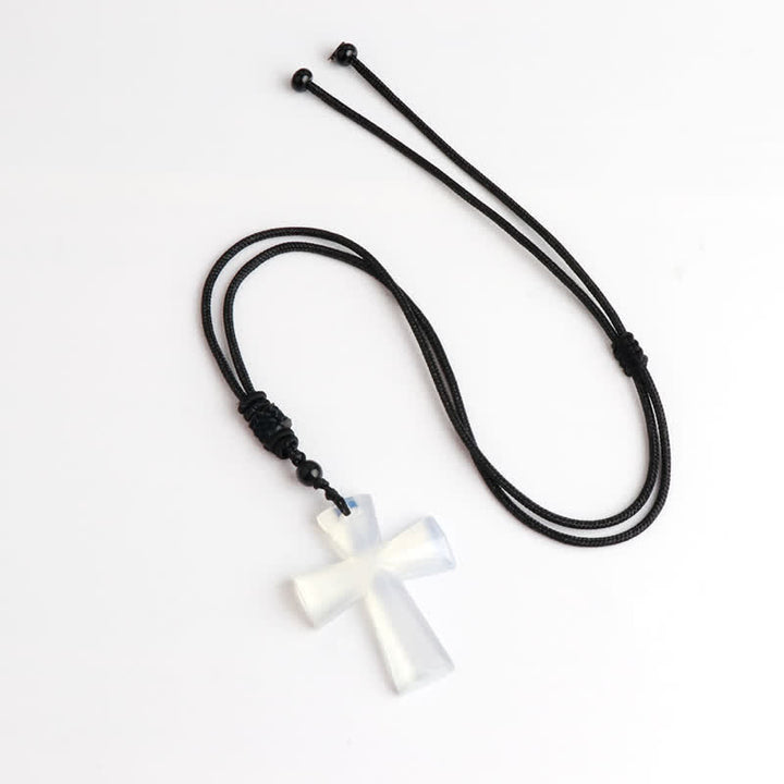 Christianartworkshop Polished Crystal Cross Knot Cord Necklace: Bearer of Gentle Heavenly Comfort - Synthetic Opal - image 12
