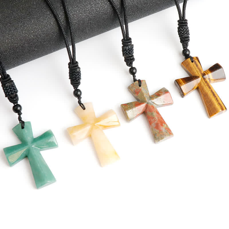 Christianartworkshop Polished Crystal Cross Knot Cord Necklace: Bearer of Gentle Heavenly Comfort - image 0