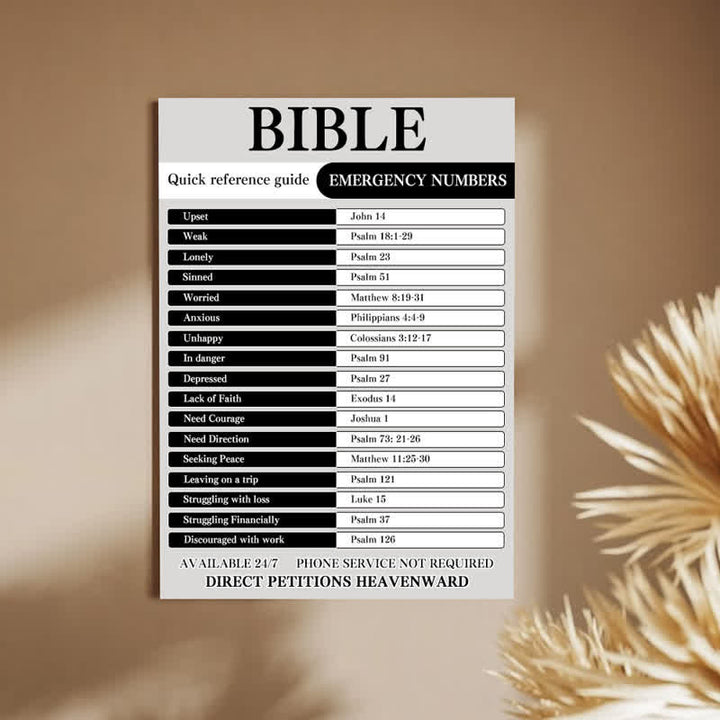 Christianartworkshop Biblical Emergency Guide Wall Art Print: Serene Heavenly Comfort Scripture Sign - Framed Canvas Painting - 13.77"*19.58"*0.7"/35*50*1.8cm - image 0