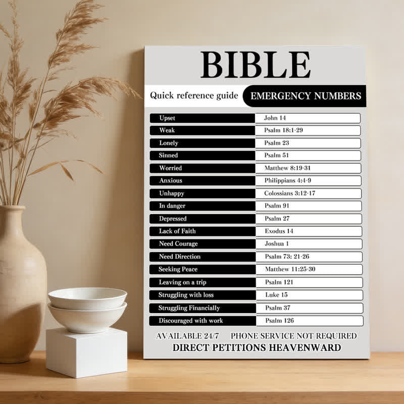 Christianartworkshop Biblical Emergency Guide Wall Art Print: Serene Heavenly Comfort Scripture Sign - image 3
