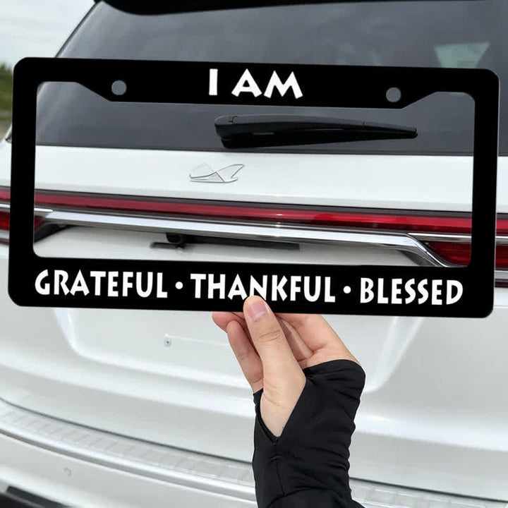 Christianartworkshop I Am Blessed Inscribed Metal Car Frame: Token of Abiding Heavenly Favor - image 1