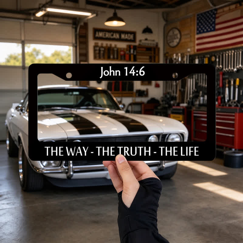 Christianartworkshop John 14:6 Scripture Printed Metal Car Frame: Vessel of Gentle Heavenly Solace - image 5