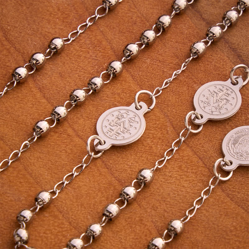 Christianartworkshop Our Lady Medal & Cross Ball Chain Rosary: Token of Gentle Divine Comfort - image 8
